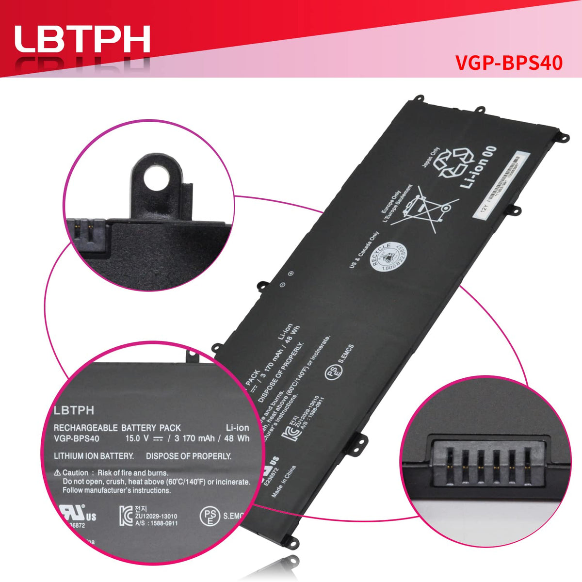 VGP-BPS40 48Wh Battery for Sony VAIO Flip SVF 14A 15A SVF14N SVF14N11CXB