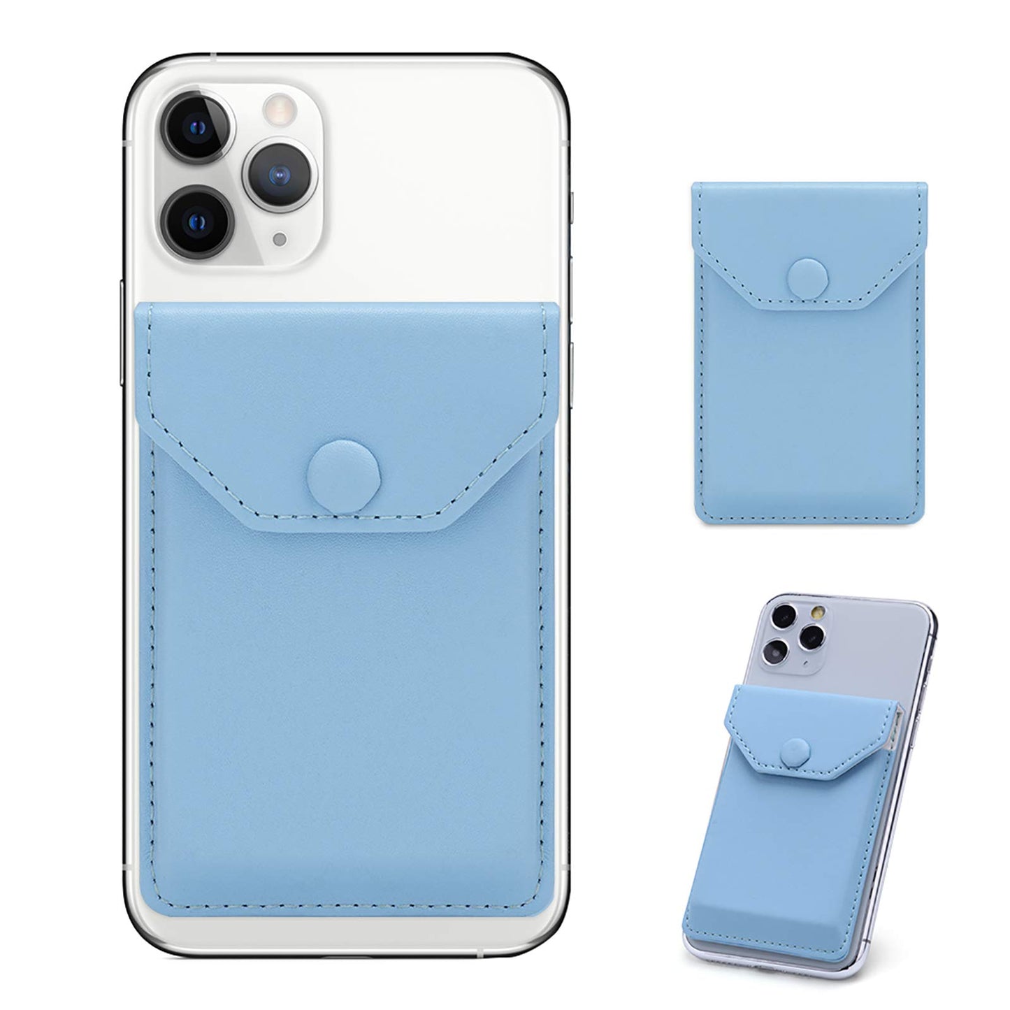 YUNCE Self Adhesive Cell Phone Leather Wallet Stick On Card Holder fits Most Credit Card Holder Pocket Wallet for Men Women - RFID Blocking Sleeve