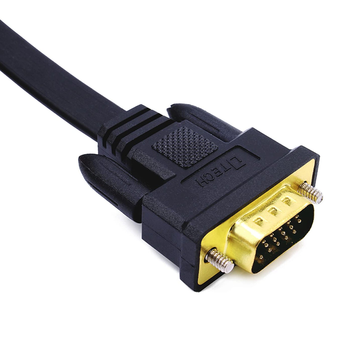 DTech Thin Computer Monitor VGA Cable 6ft Standard 15 Pin Connector Male to Male VGA Cord Flat Wire for Desktop (6 Feet, Black)