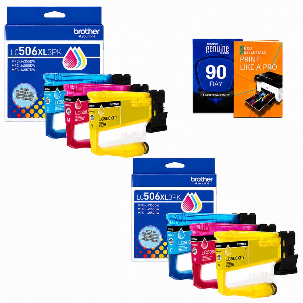 Brother Genuine LC506XL3PK X2 High Yield Color Ink Cartridge Packs (6 Cartridges Total) for MFC-J4355DW MFC-J4555DW MFC-J6560DW MFC-J6960DW