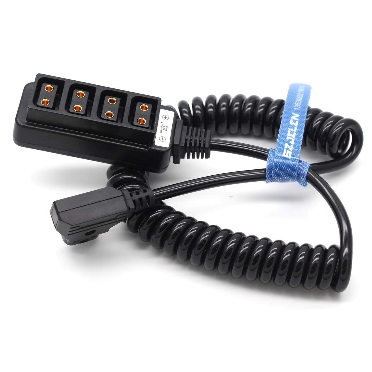 SZJELEN D-tap to Dtap Splitter Female P-tap Splitter Coiled Adapter Cable for Photography Power/Anton Bauer V-Mount Battery (Spring Line)