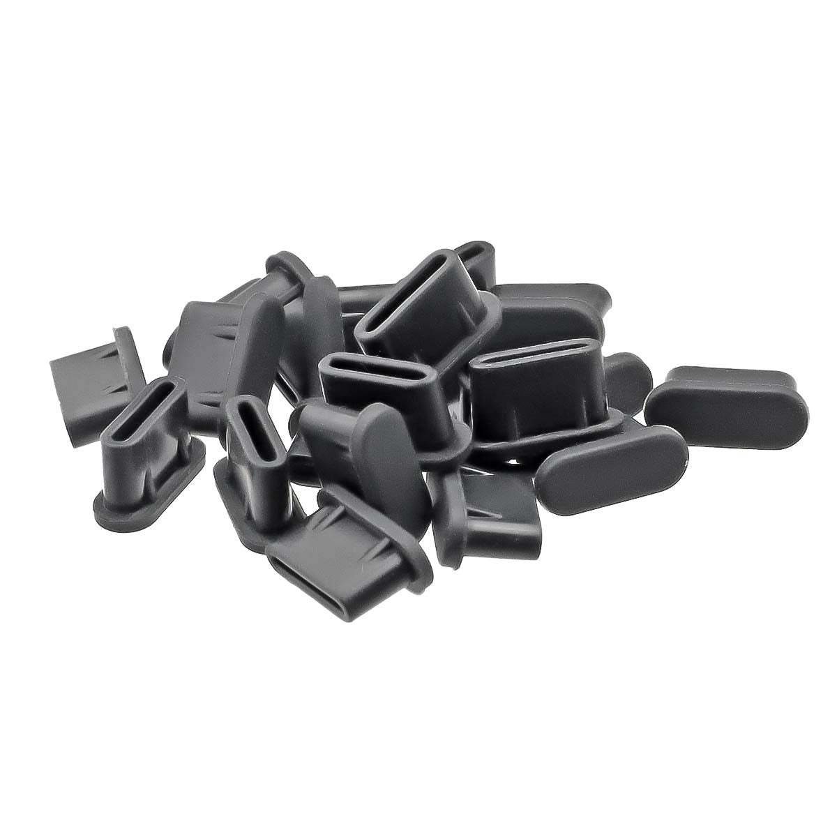 TOPPROS Pack of 20 Type C Silicone Protectors Cap Port Cover Anti Dust(0.37 x 0.16 x 0.24 inches) Black