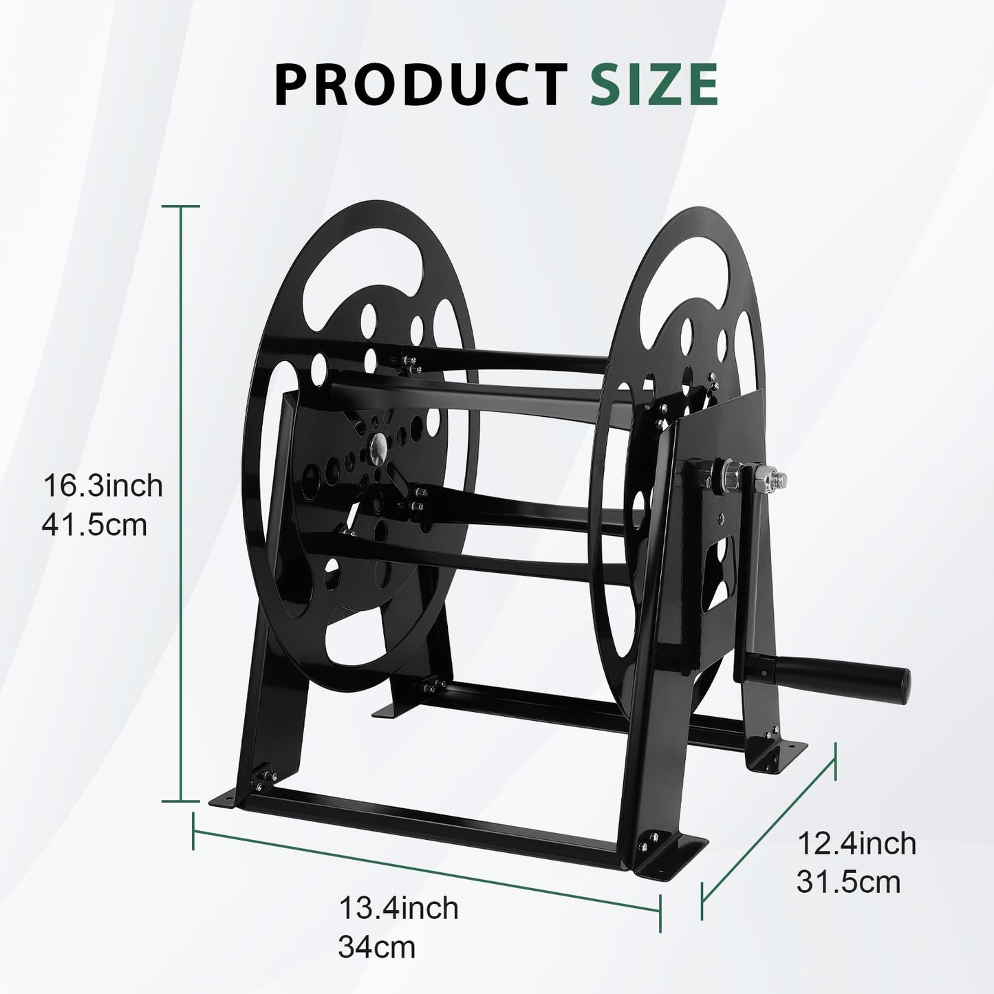 RV Extension Cord Storage Reel, Mountable Metal Reel Frame Holds Up To 200 Feet Of 15A (12/3 AWG), Power Cord Reel with Durable Bearings ? Foldable