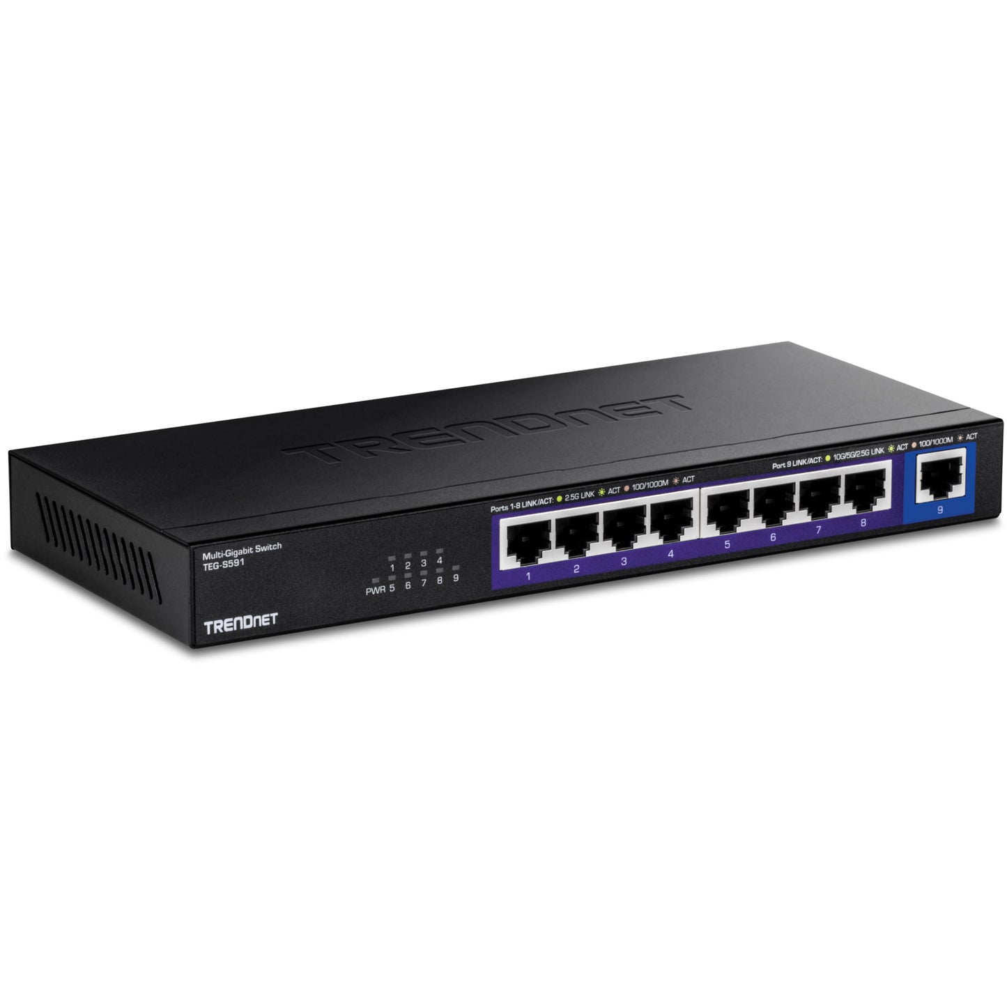 TRENDnet 9-Port Multi-Gig Switch, TEG-S591, 8 x 2.5G RJ-45 Ports, 1 x 10G RJ-45 Port, 60Gbps Switching Capacity, Ethernet Splitter, NDAA & TAA