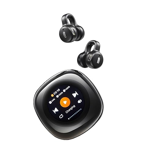 Bluripp Clip-on Open Earbuds, Multi-Functional Touch Screen Display, 13mm Speakers with Dynamic Sound, 4Hr Single Play and 20Hr with Case, TF Card…