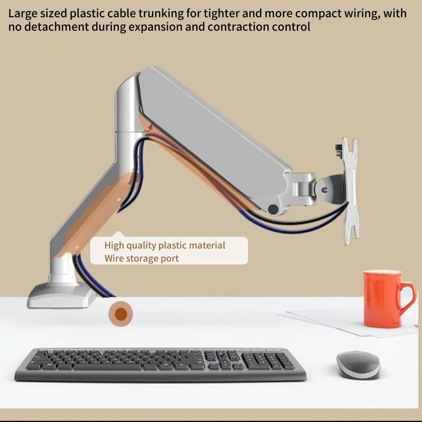 XLRPAT Monitor Stand, Balanced Robotic arm Desktop Stand, Elevated Desk, Computer Desktop Suspended air Pressure arm 17-32 inch White Hanging Rack