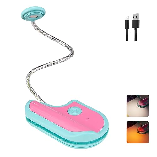 BIGMONAT Rechargeable Reading Book Light, Amber Reading Lighting for Kids Blue-Light Blocking,Portable LED Reading Lamp with 360° Rotary Light