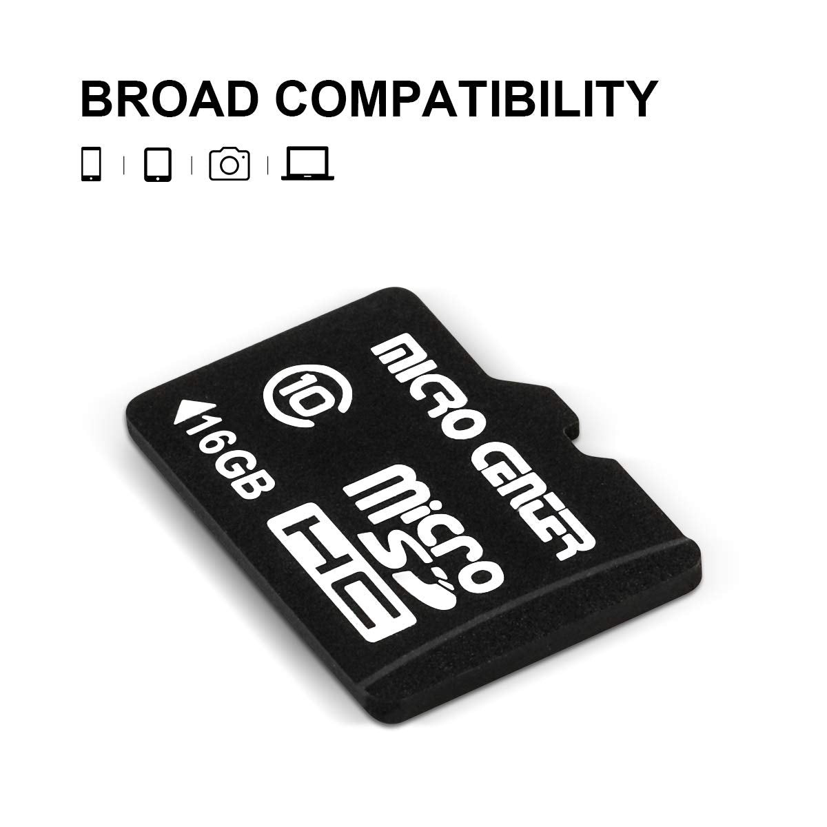 Micro Center 16GB Class 10 Micro SDHC Flash Memory Card with Adapter for Mobile Device Storage Phone, Tablet, Drone & Full HD Video Recording - 80MB/s