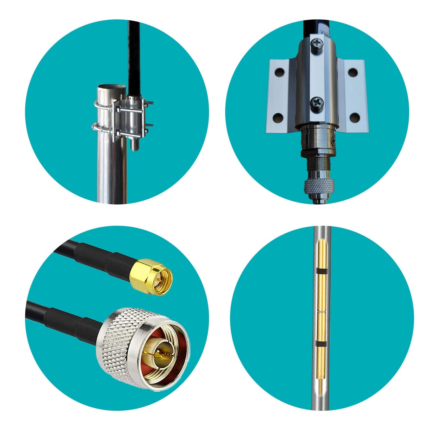 FlightAware ADS-B Antenna - Dual Band 1090MHz/978MHz, Omnidirectional, 6dBi, N-Type Female, 32ft N-Male to SMA-Male Extension Cable