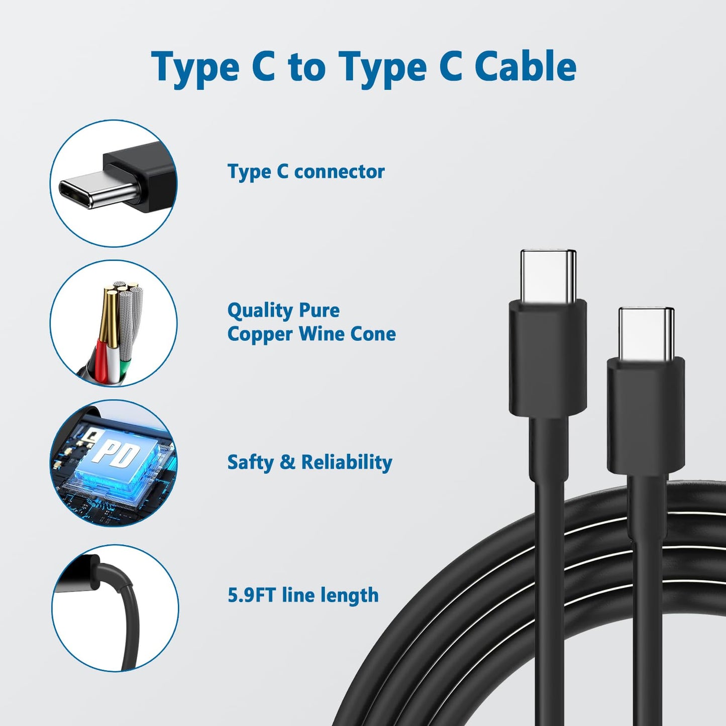 45W USB-C Charger, Super Fast Charger Type C for Sam Sung Galaxy S24 Ultra/S24/S24+/S23 Ultra/S22+/S22 Ultra/S23/S23+/S22 with 5.9FT Cable 2 Pack