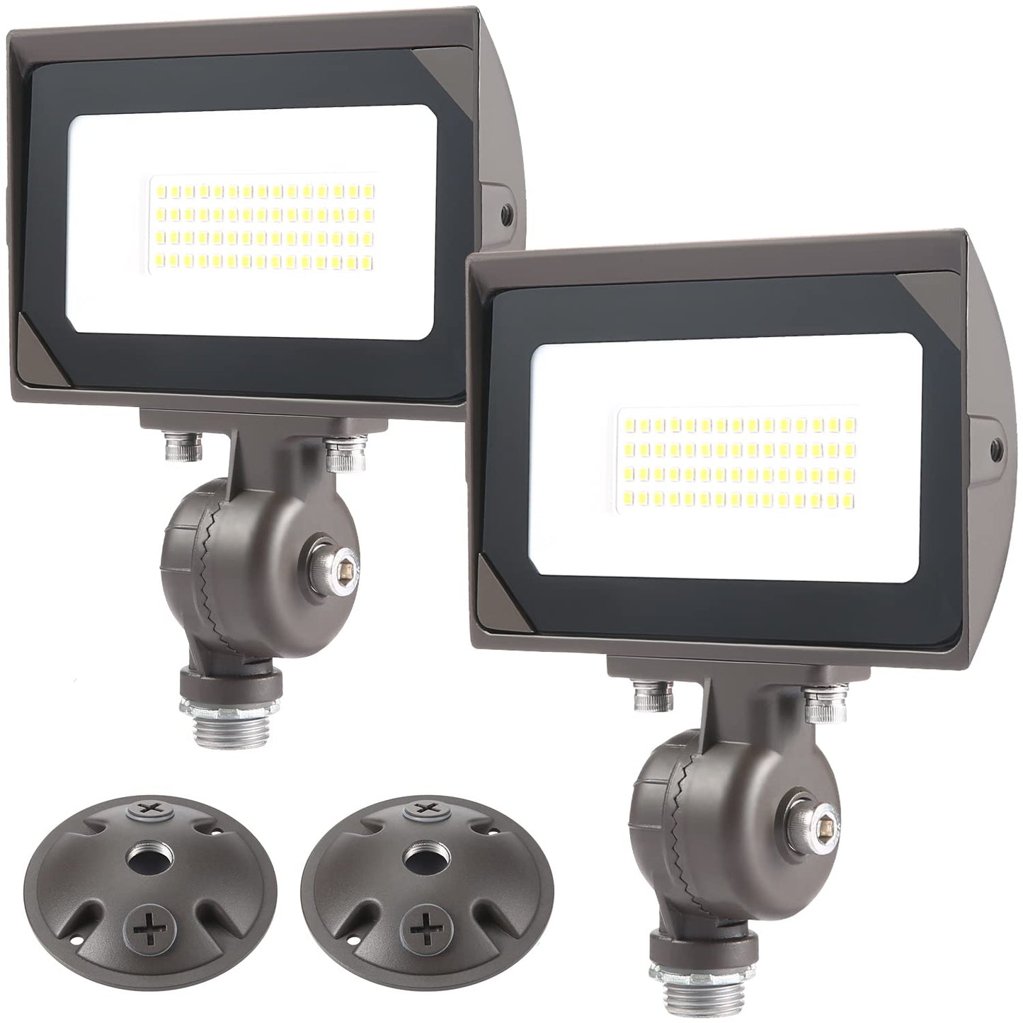 30W Outdoor LED Flood Light With 1/2" Knuckle Mount (Plate Included), 5000K Daylight 3600LM 120V, UL Waterproof LED Security FLood Lighting for Wall