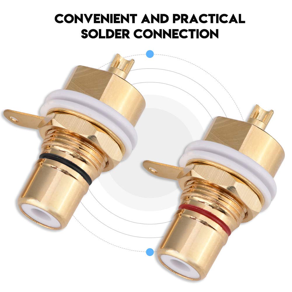 Female Jack Terminal Socket, Audio Connector Mount with Gold Plated Copper Terminal, Panel Mount Socket for Amplifiers Speaker