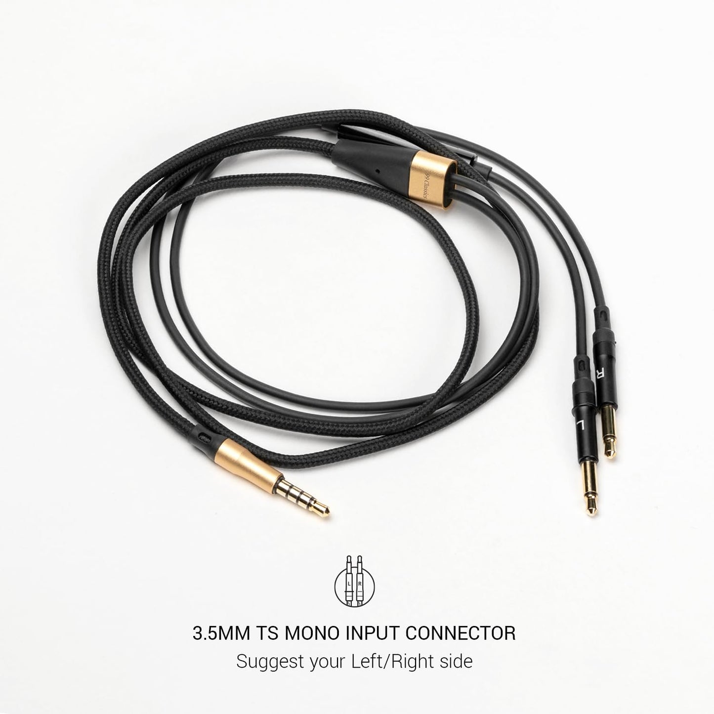 MEZE AUDIO | 1.2m Cable with Mic & Remote for 99 Classics Walnut Gold | 3.5 mm Male to Dual TS Mono 3.5mm Male Connector Plug | Kevlar Reinforced…