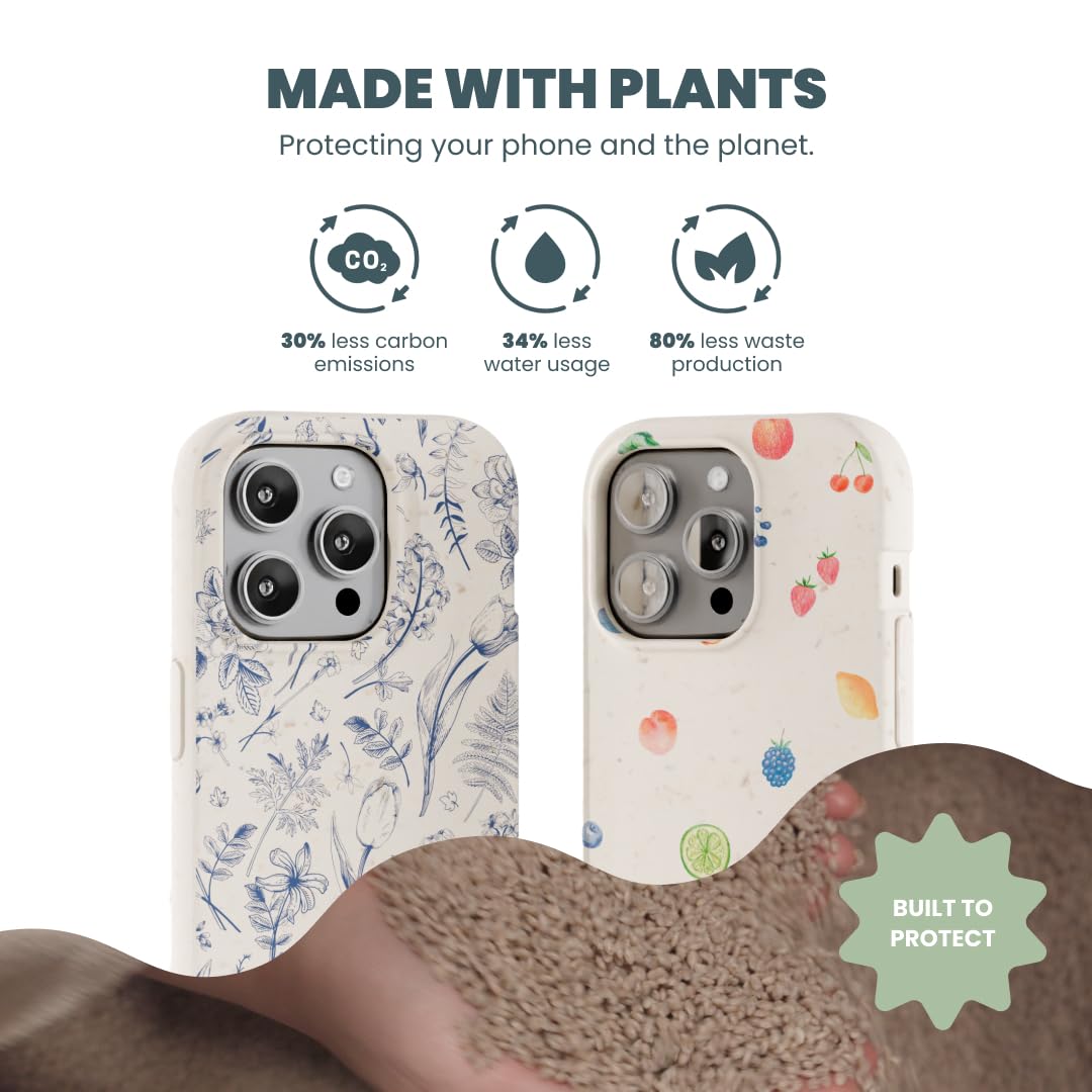 Pela | Phone Case Compatible with iPhone 16 Pro | Limited Edition | Compatible with MagSafe | Cute Eco Friendly | Blue Reflections