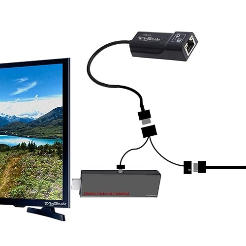 Amazon Ethernet Adapter for Streaming Sticks, Fire TV (2nd Gen, 4K), USB 100Mbps Speed, Micro USB Power OTG Cable - Wired Connection (Not for Roku)