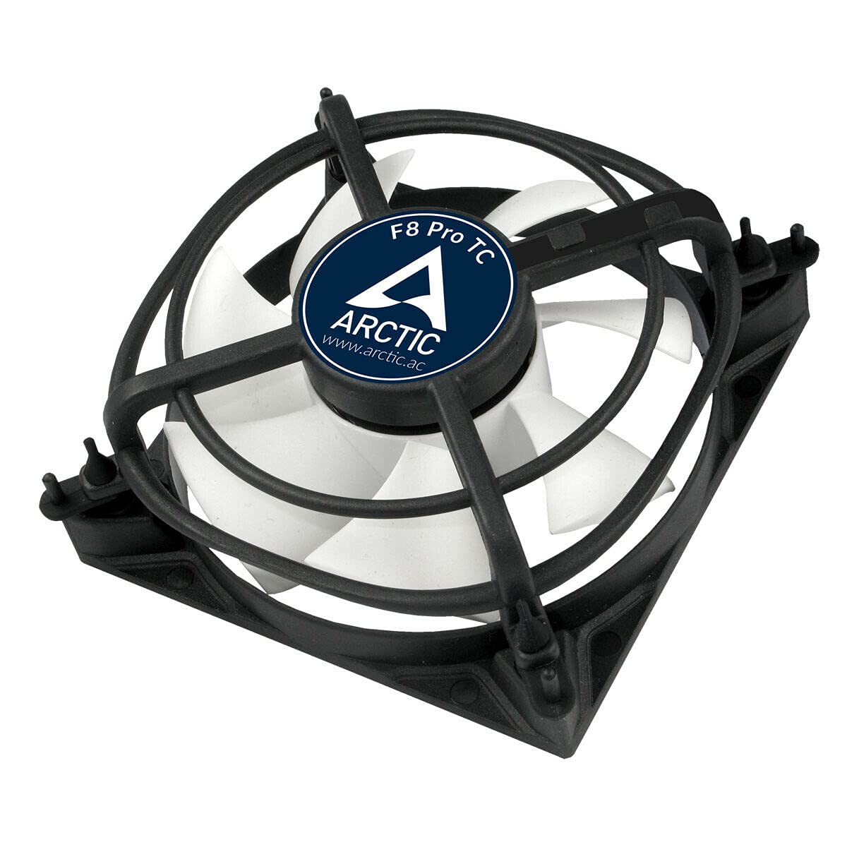 ARCTIC F8 Pro TC - 80 mm Case Fan, Case Fan with Temperature Control, Quiet Motor, Computer, Anti-Vibration-System, Fan Speed: 500-2000 RPM - Black