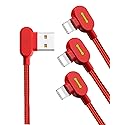 mcdodo USB 90 Degree Right Angle Design Gaming LED Nylon Braided Sync Charge Double Size USB Reversible Data 6FT/1.8M Cable Compatible New…