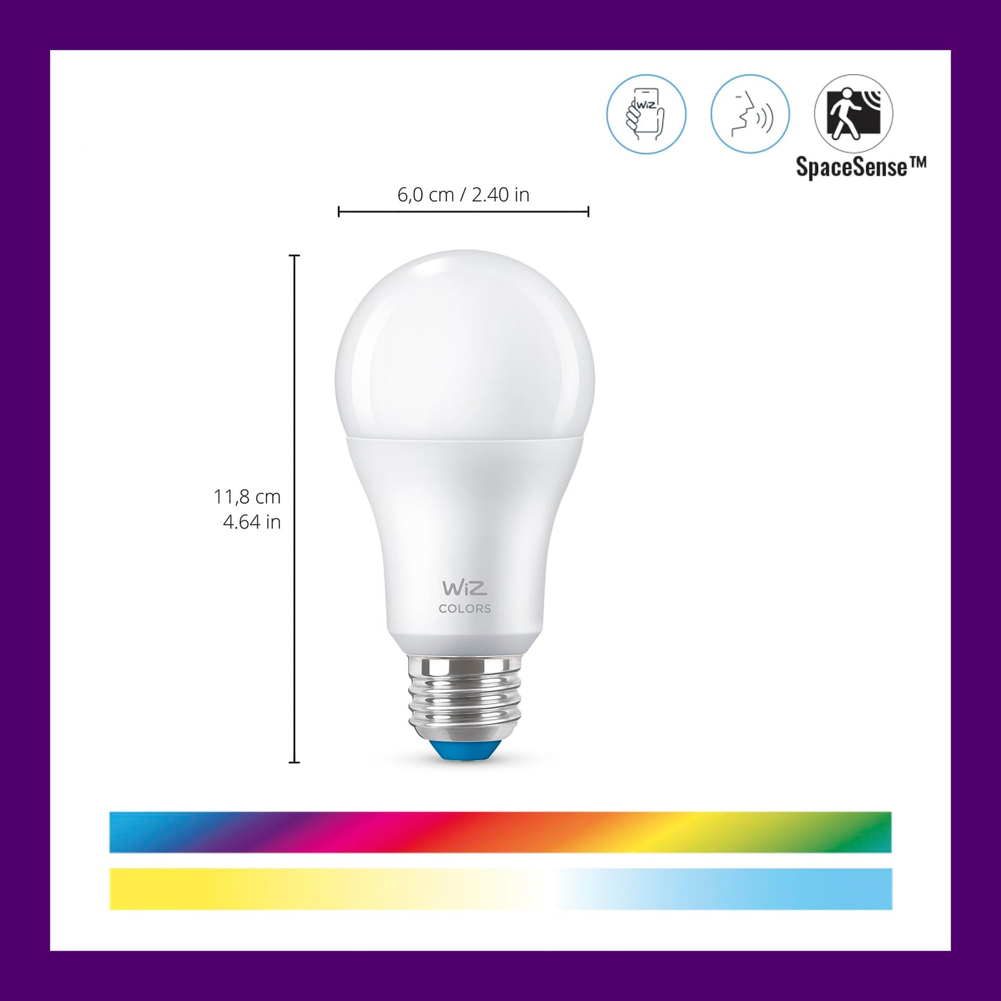WiZ Connected 100W A19 LED Smart Light Bulbs Color - Connects to Your Wi-Fi - E26 Smart Bulb - Control with Voice or App + Activate with Motion