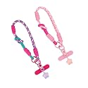 Wouputy 2 Pieces Adorable Pink and Rose Red Star Pendant Braided Phone Wrist Strap, Sweet Phone Strap Charm Wristlet For Cellphone Case Purse Bag