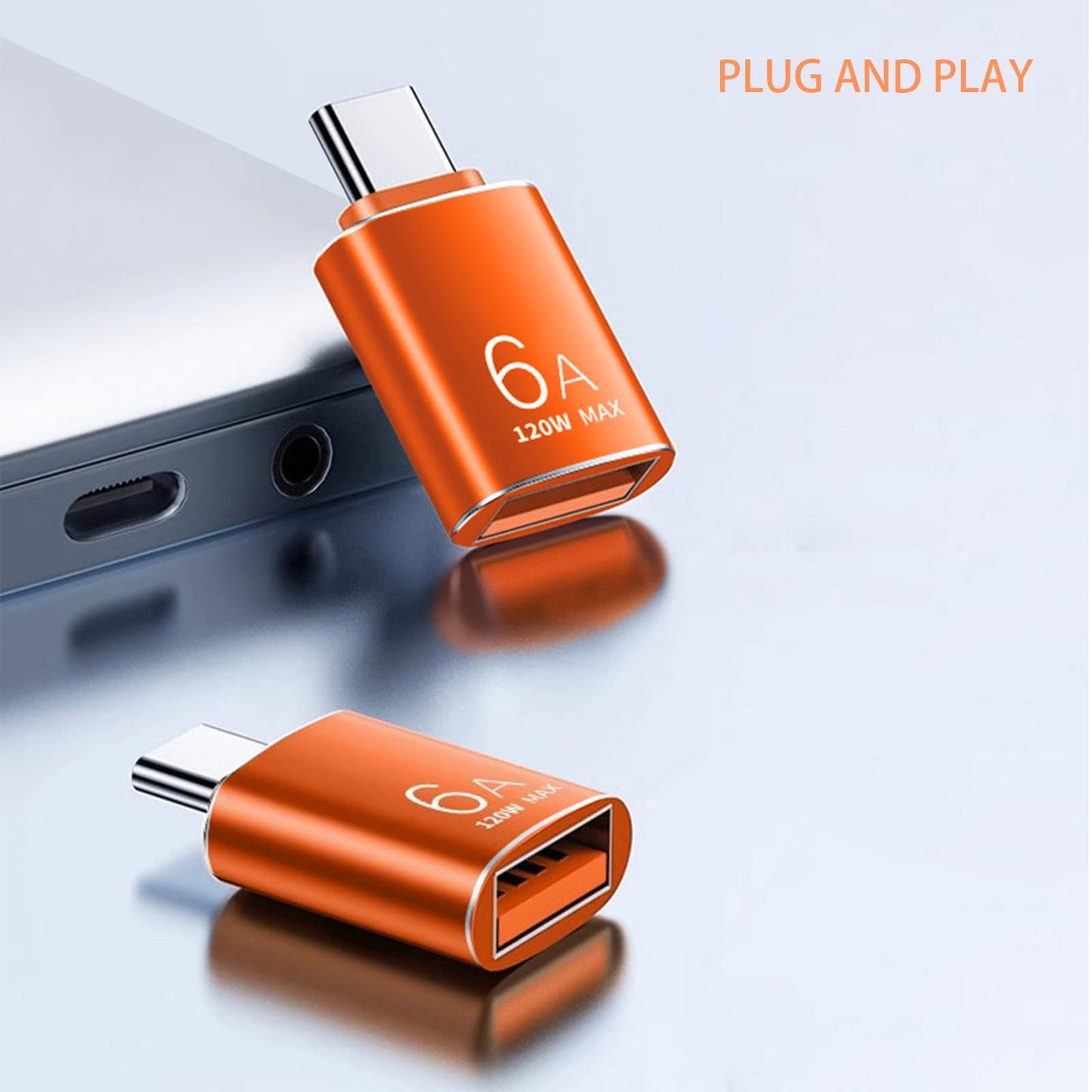 POHFP 【120W /10Gbps】 C Male to USB Female Adapter, 10Pack USB3.1 C to USB Adapter, Compatible with Smartphone/PC/Laptop/Tablet/Keyboard and More…