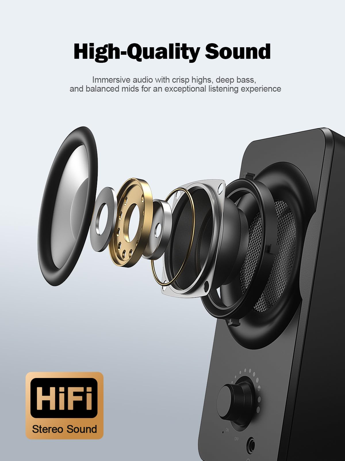 Bluedee Computer Speakers for Desktop PC, Dual Driver PC Speakers with RGB