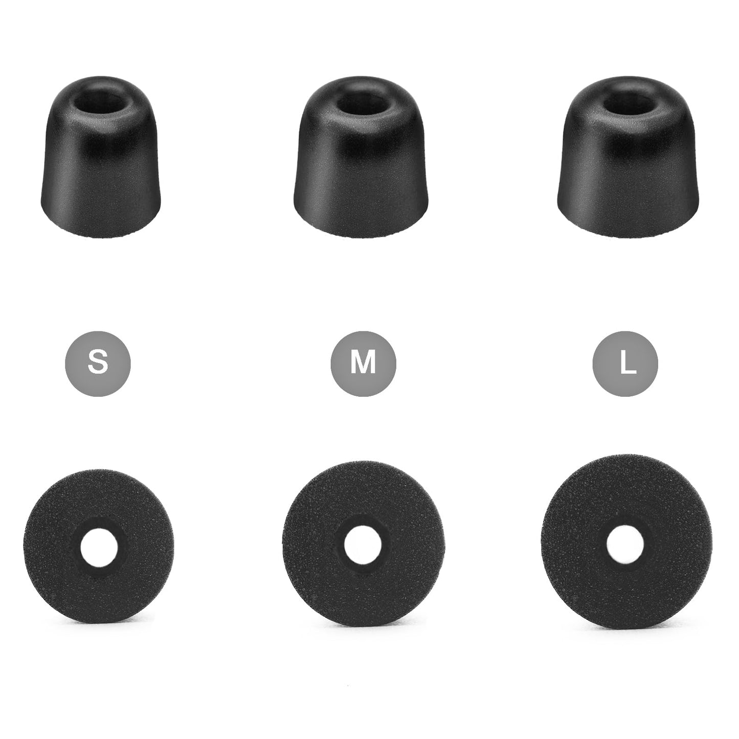 Klowcok Memory Foam Ear Tips Replacement for Shure SE215 PRO SE425 SE535 SE846 Aonic4 Aonic5 Earphones, Noise Isolation(3 Pairs, Black) (Medium)