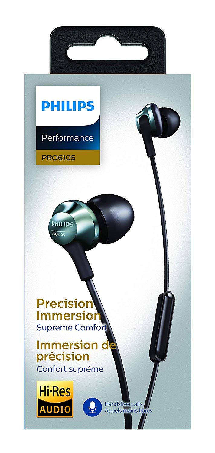 Philips Pro Wired Earbuds with Microphone, Hi-Res Audio in-Ear Headphones with 3.5mm Jack, Comfortable and Durable Build Earphones, Perfect for Music