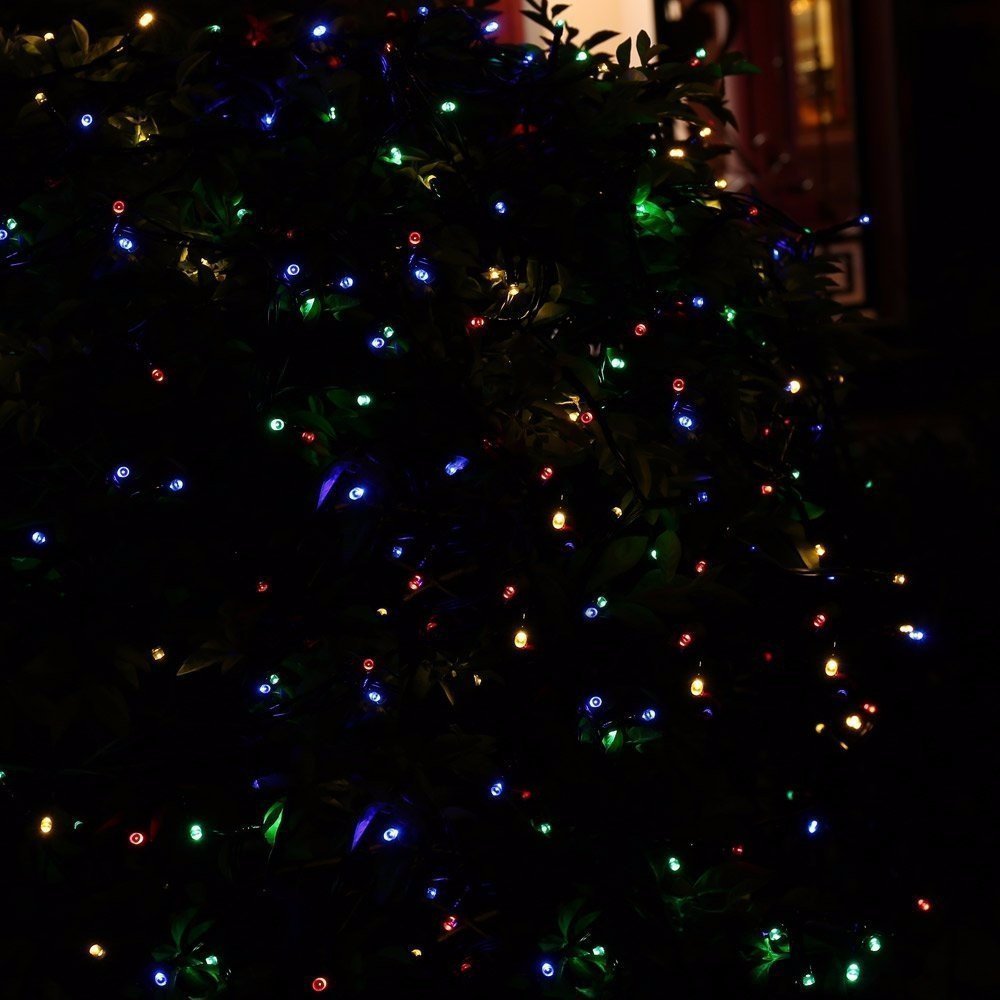 JAYIJAXIN 100 LED Solar String Lights 39FT Solar Powered Christmas Light with 8 Lighting Modes, Waterproof Tree Lights for Outdoor Outside Xmas