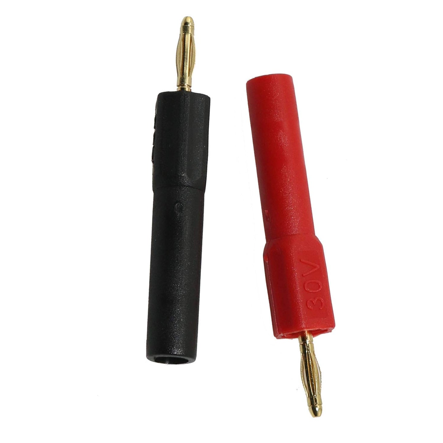 heyous 2pcs Gold Plated 2mm Mini Male Banana Plug to 4mm Female Jack Connector Adapter (Color: 1red1black)