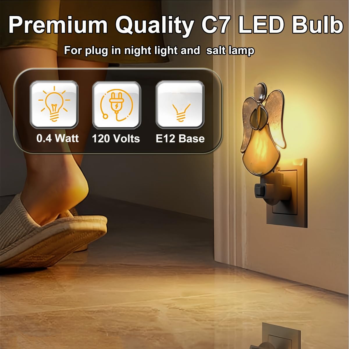 ZwwYvv LED Night Light Bulbs,C7 0.4 Watt Decorative Light Bulbs for Window Candles/String Lights/Night Lights,Waterproof, Warm White,12 Pack
