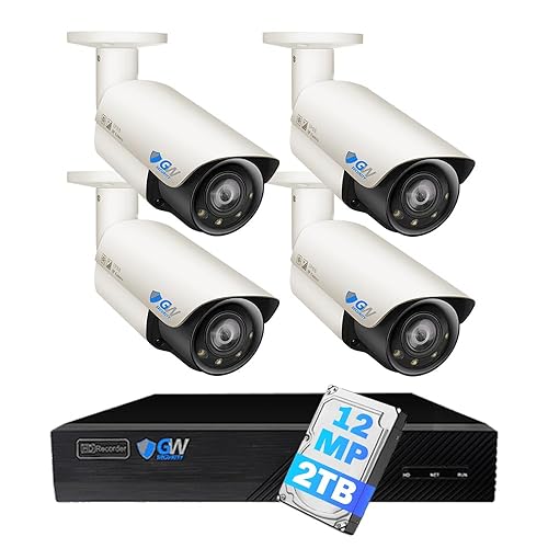 GW Security 8 Channel UltraHD 12MP 6K @ 30FPS Realtime 3X Motorized Zoom PoE Security Camera System with 4 x 12MP IP Two-Way Audio Full-Time Color