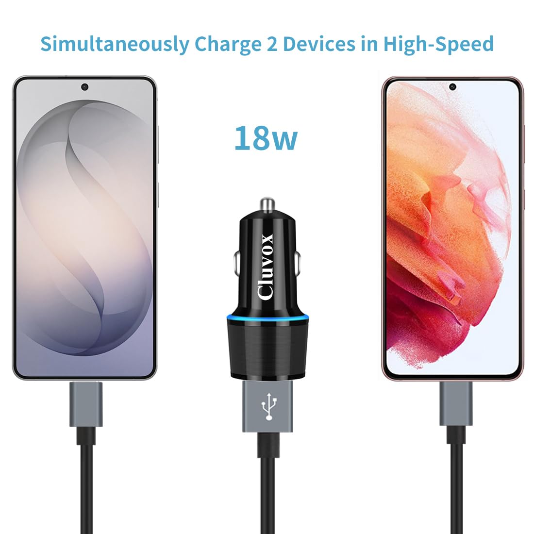 Fast USB Car Charger for Samsung Galaxy A56/A55/A54/A53/A50/A17/A16/A15/A14/S26/S25/S24/S23/S22/S21 Plus/Ultra/Note 20/A21/A31/A51 Quick Charge 3.0