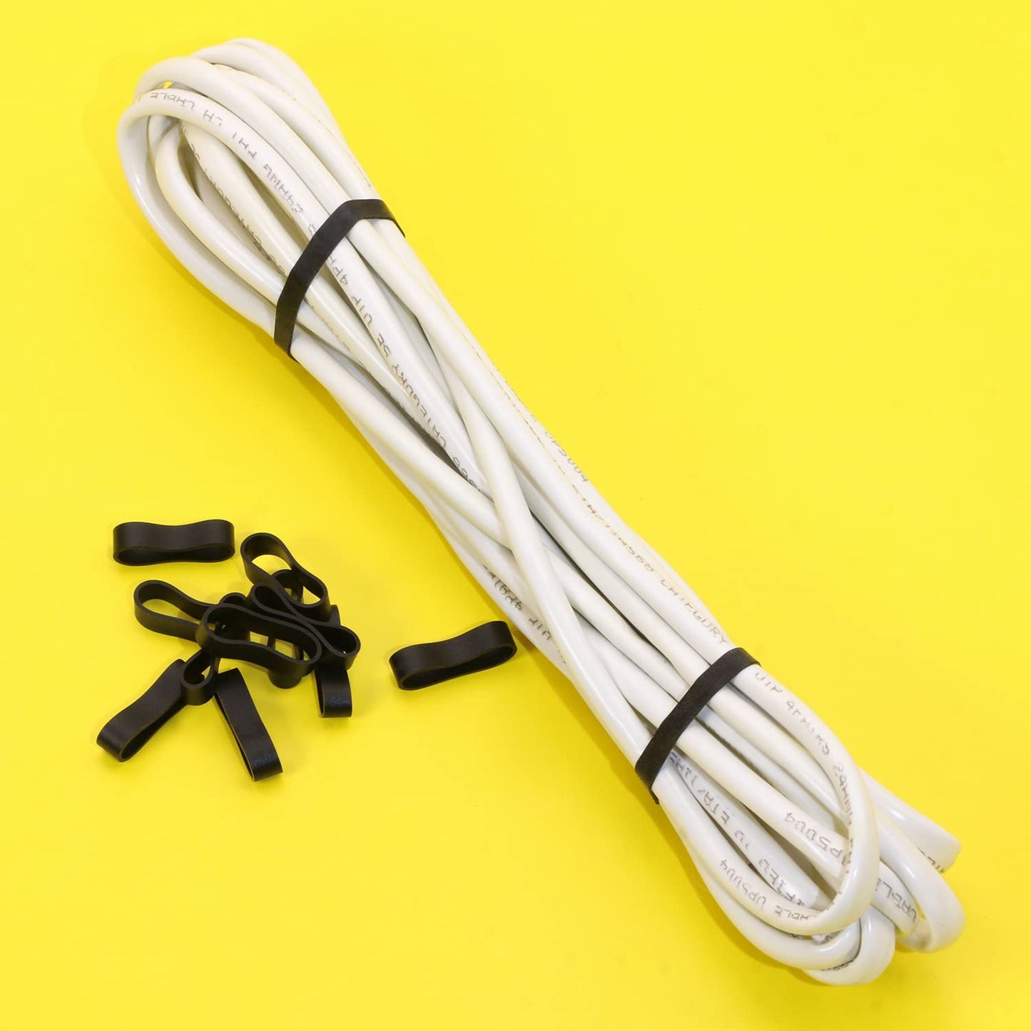 ONLYKXY 200pcs Small Black Silicone Cable Ties 0.59 inch/15 mm Diameter Flat Rubber Bands Elastic Reusable Thick Rubber Rings Supplies for School Home