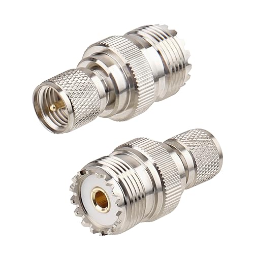 MOOKEERF Mini UHF PL259 to UHF SO239 Connector - mini UHF Male to UHF Female Coax Adapters RF Adapter 2Packs