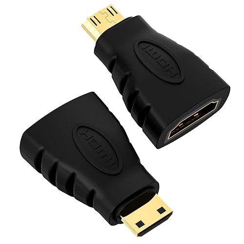 VCE HDMI Adapter 2-Pack, Mini HDMI to HDMI, 4K Support, Gold Plated, Compatible with Raspberry Pi, Camera, Camcorder, DSLR, Tablet, Video Card