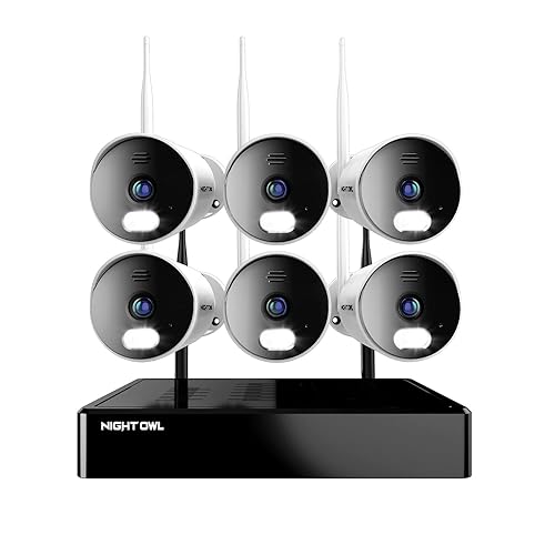 Night Owl Sp Bluetooth Video Home Security Camera System with (6) Wi-Fi IP 1080p HD Indoor/Outdoor Spotlight Cameras with 2-Way Audio and 1TB Hard