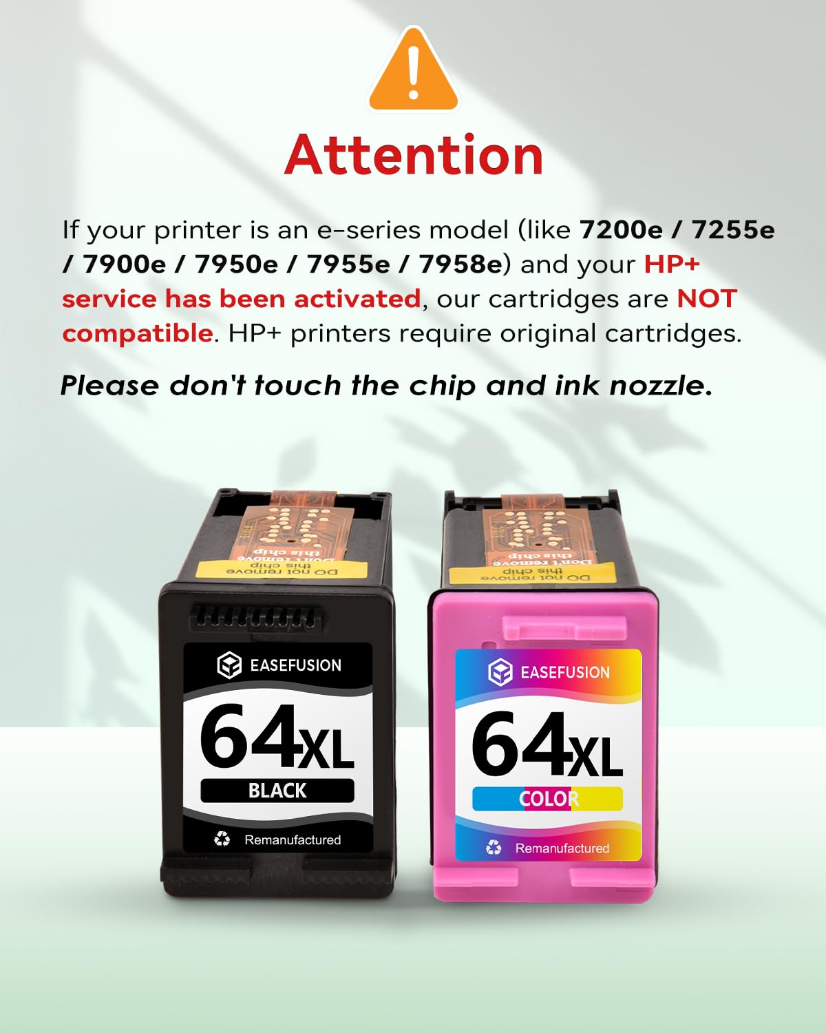 EaseFusion 64XL Black and Color Ink Cartridge Remanufactured Replacement for HP Ink 64 HP64 HP64XL Combo Pack Compatible with HP Envy Photo 7800 7855