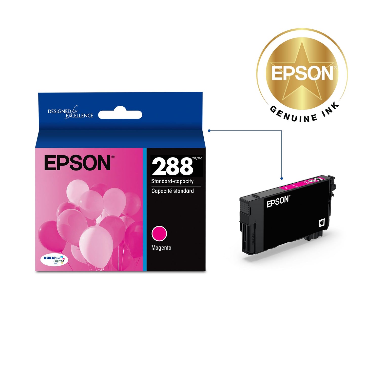 EPSON 288 DURABrite Ultra Ink Standard Capacity Magenta Cartridge (T288320-S) Works with Expression XP-330, 430, 434, 340, 440, 446