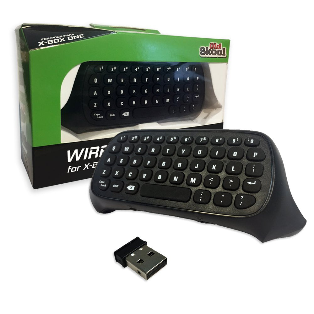 Old Skool Chatpad - Mini Wireless Keyboard with 3.5m Headphone Jack 2.4G Messenger Pad Text Pad compatible with Microsoft Xbox One Controller Black