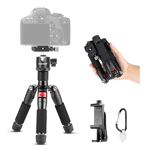 NEEWER Mini Desk Camera Tripod with Cell Phone Holder Compatible with iPhone for Video Recording Filming, 20"/50cm Small Portable DSLR Camcorder