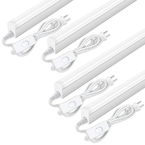 LELEJU LED Under Cabinet Lighting, 1FT, 5W, 6000K, 500lm, T5 Integrated Single Fixture, Under Counrer Lights for Kitchen, Corded Electric with ON/Off