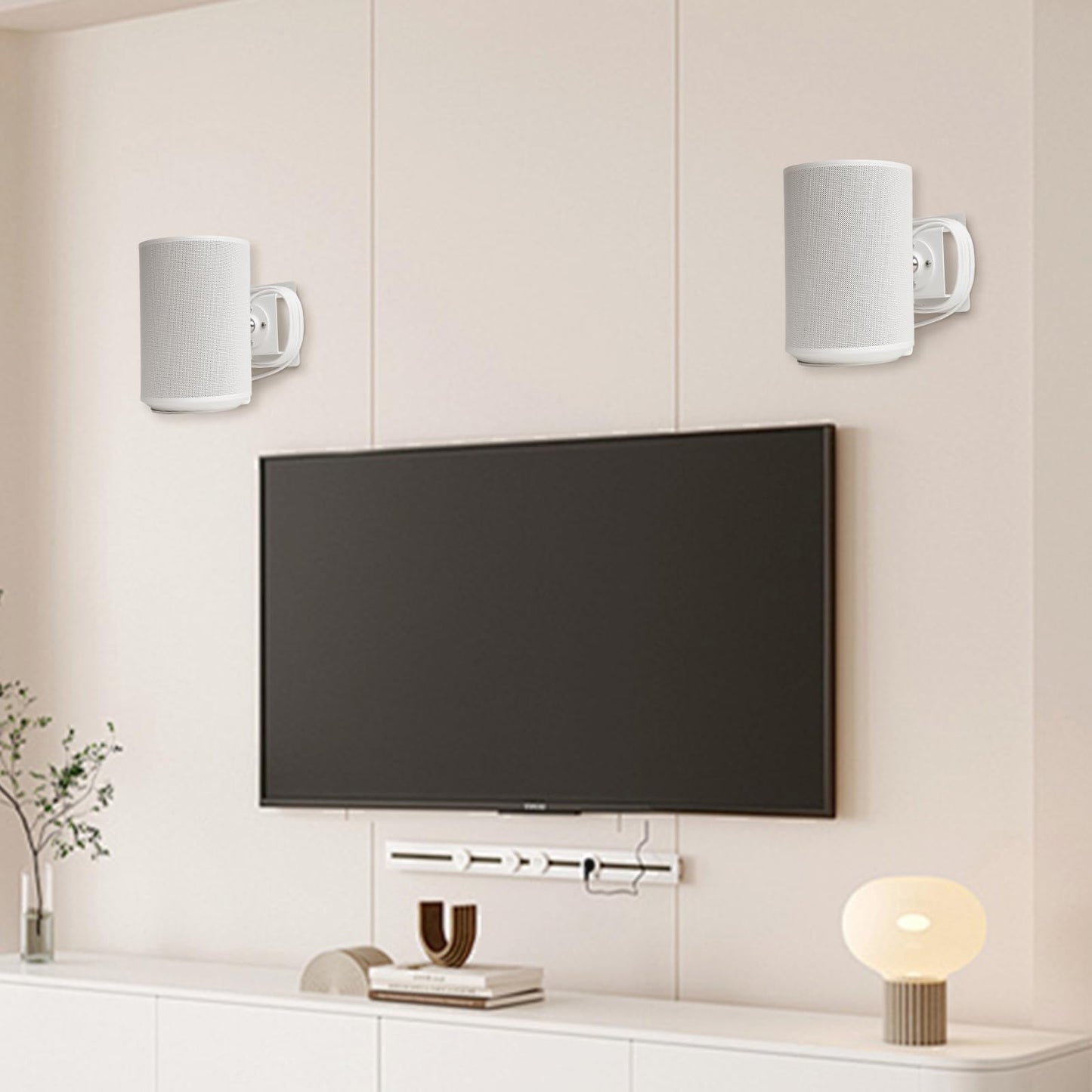 Fbyuitap 2 Pack Metal Wall Mount Compatible with Sonos Era 100, Adjustable Swivel Wall Mount Bracket Speaker Stand, White (White)