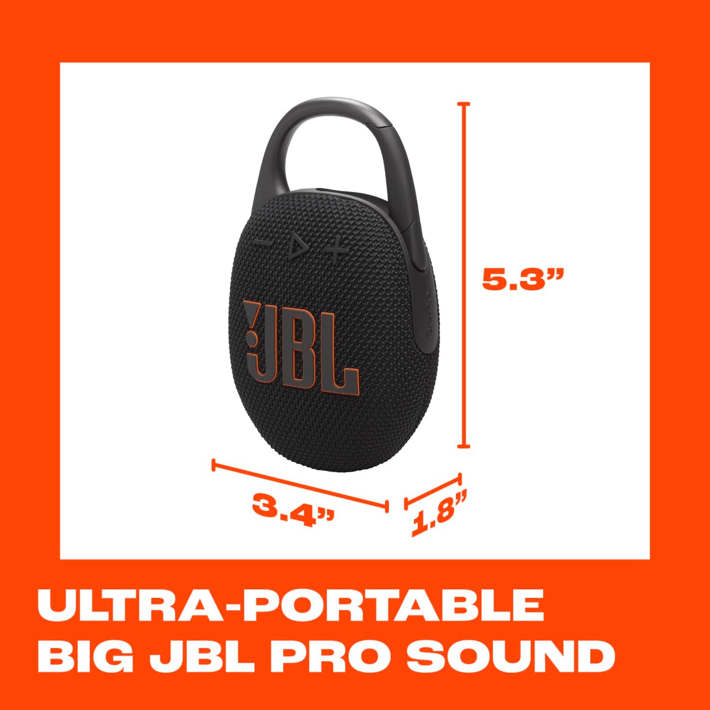 JBL Clip 5 - Ultra-Portable, Waterproof & Dustproof Bluetooth Speaker, Big JBL Pro Sound with Punchy bass, Integrated Carabiner, Up to 12 Hours