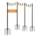 4 Pack String Light Poles for Outside, Thickened Metal Christmas Lights Hanger Pole Outdoor with Fork, Lighting Hanging Post Accessories for Patio