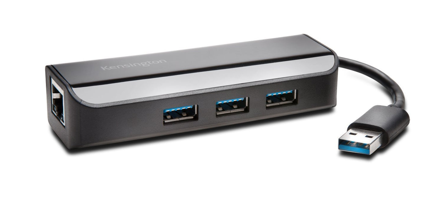Kensington UA3000E 3.0 to 10/100 Fast Ethernet Adapter with 3 USB Ports (K33982WW)