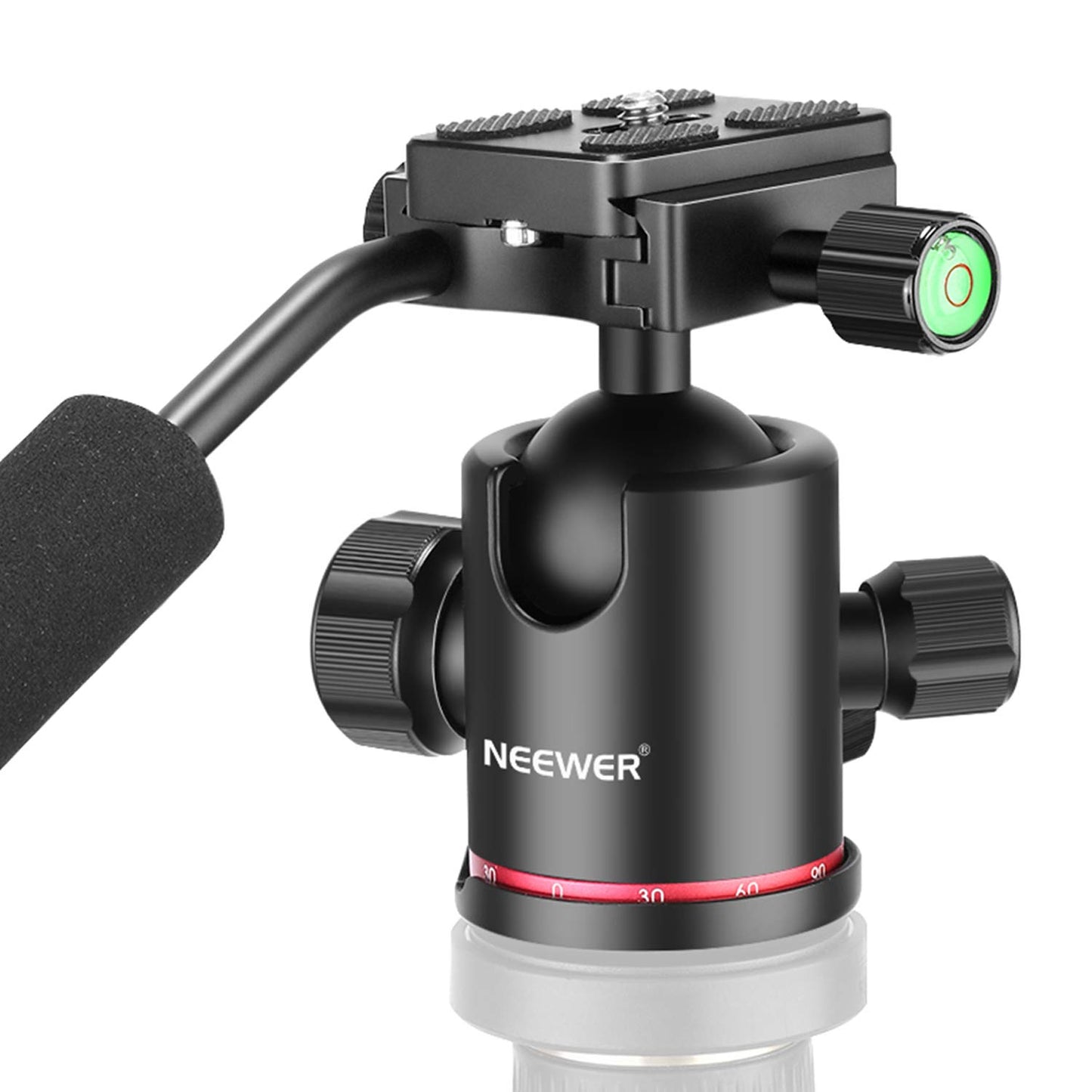Neewer Heavy Duty Camera Tripod Ball Head with Handle and 1/4 inch Quick Shoe Plate, 360 Degree Panoramic Head for Tripod, Monopod, Slider, DSLR