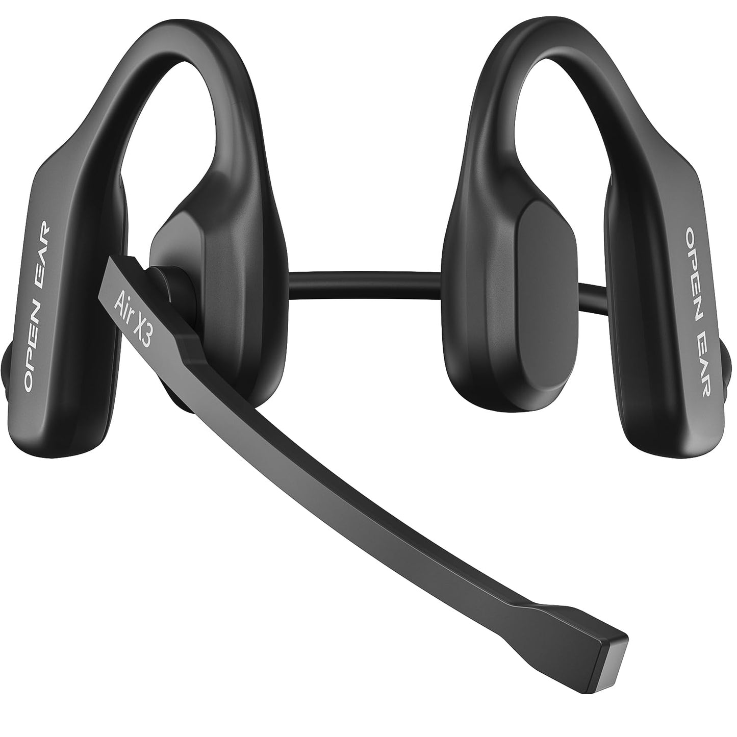 Puoene Air Conduction Open Ear Headphones with Mic, AI Noise Cancelling Bluetooth Headset, Dual Connect Wireless Headphones with Mute Button, 32g