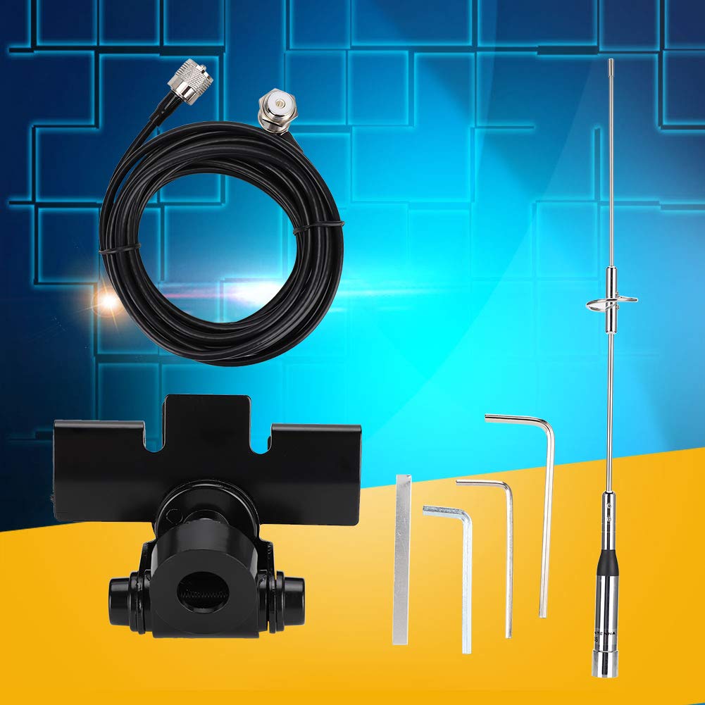 NL-770S Dual Band Antenna Set, 144/430Mhz UHF/VHF 5m RG-58 /U Cable with PL-259/SO-239/UHF Female/Male Connector Car Radio Antenne Mobile/Station