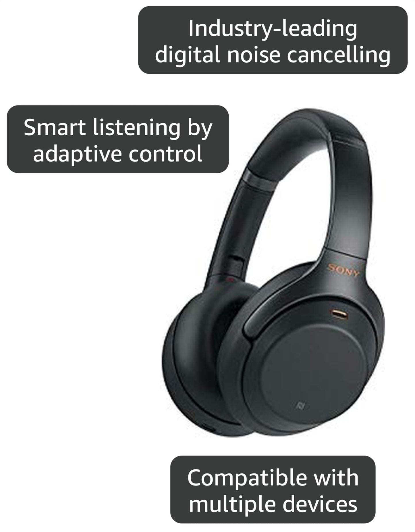 Sony WH1000XM2 Premium Noise Cancelling Wireless Headphones ? Black (WH1000XM2/B) (Renewed)