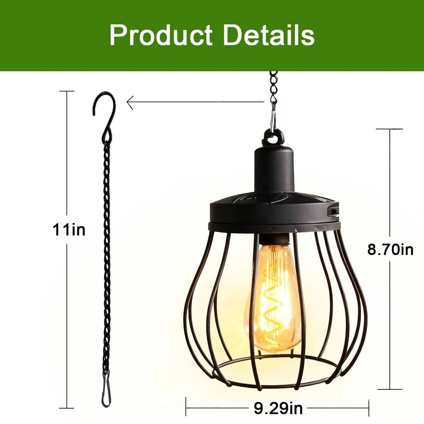 Solar Lantern Outdoor Hanging Lights Upgraded Edison Bulb Design Waterproof LED Lighting Metal Solar Powered Lanterns for Women Mom Grandma for Yard